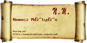 Nemecz Mátyás névjegykártya